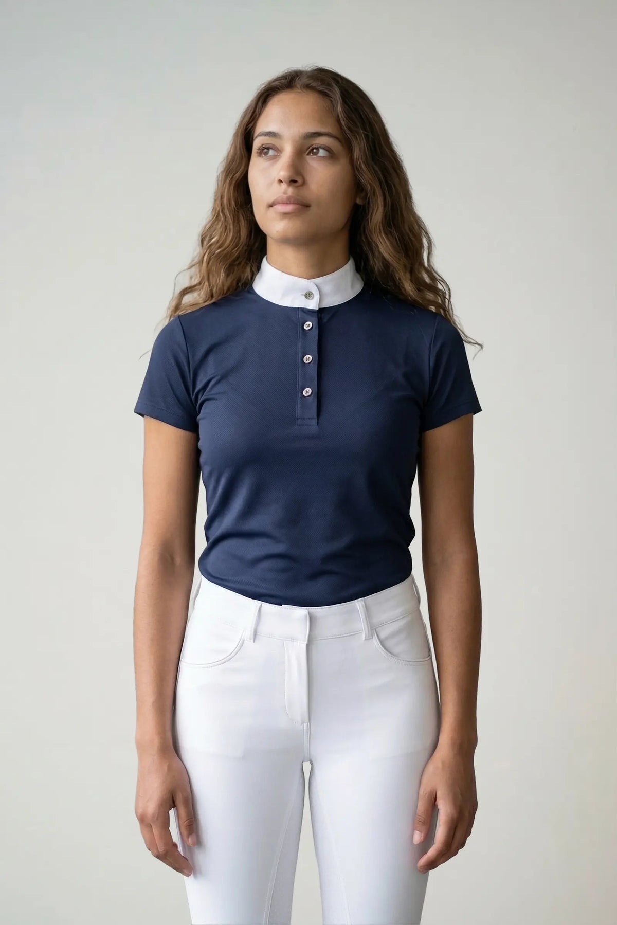 Camisa feminina hipismo azul marinho